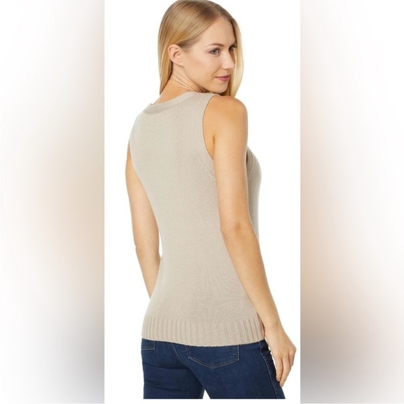 Splendid Collection Tan Neutral Carmella Cashmere Sleeveless Sweater Vest - Picture 2 of 9